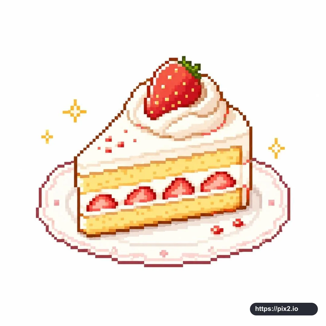 ピクセルアートのストロベリーショートケーキ