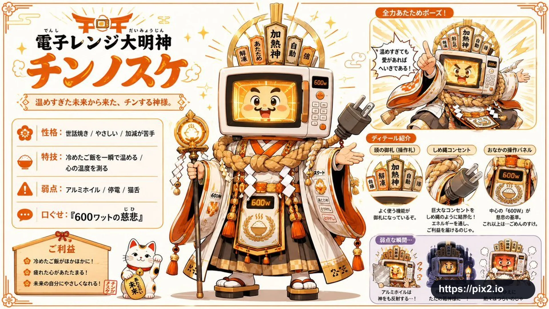 電子レンジ神様マスコット設定ポスター