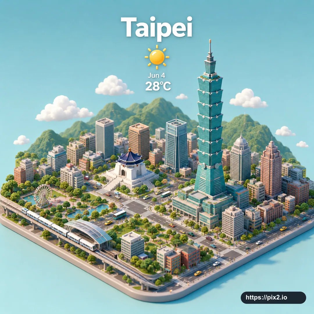 等距 3D 城市天氣場景