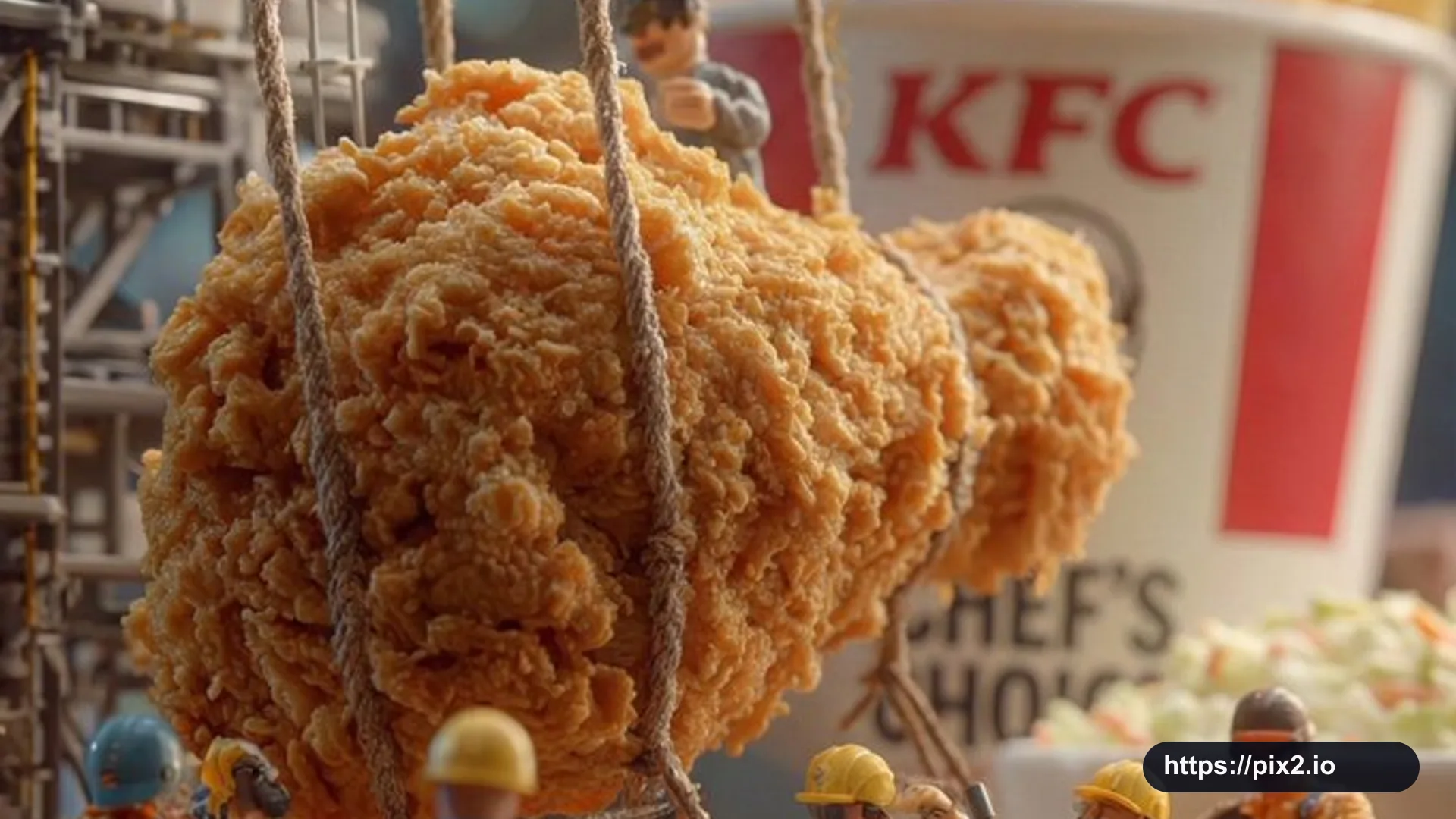 Miniature Fried Chicken Construction Scene