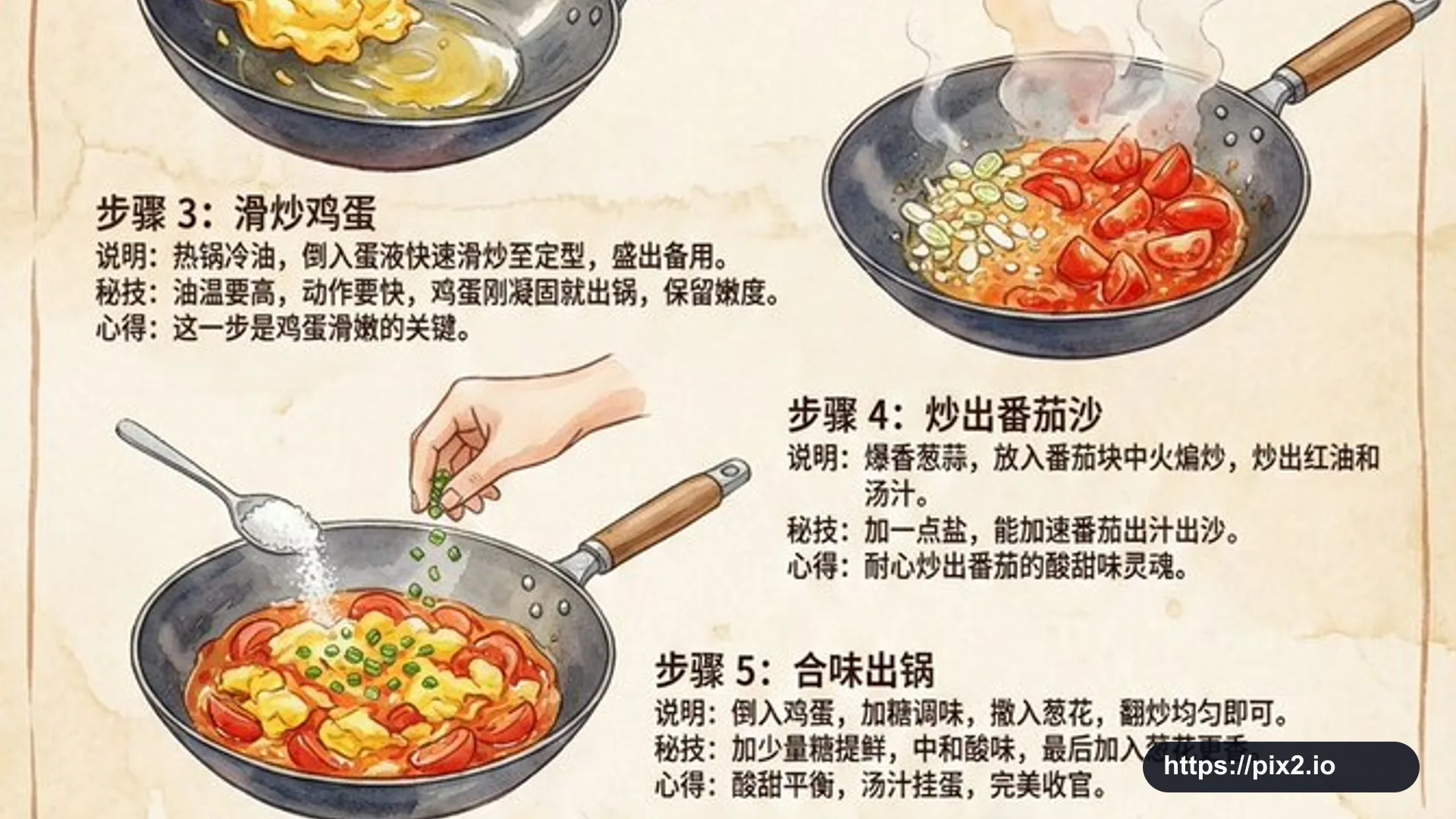 トマト卵炒めレシピインフォグラフィック